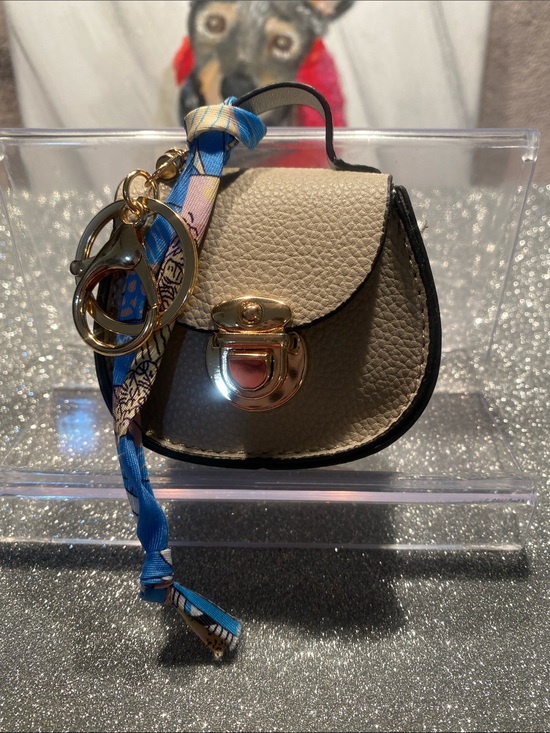 Handbags - Mini Pebbled Leather Crossbody Bag Keychain - Beige